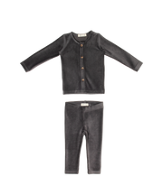 Gia Velour Rib Set - Charcoal