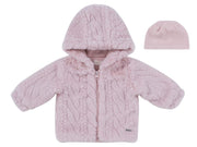 Atelier Cable Fur Jacket & Hat - Pink