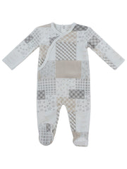 Patchwork Footie - Stone