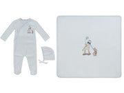 Meadow Friends Footie, Hat & Blanket Set - Blue
