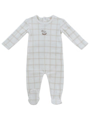 Whinny Plaid Footie - Stone