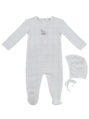 Whinny Plaid Footie & Hat Set - Pink