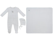 Whinny Plaid Footie, Hat & Blanket Set - Pink