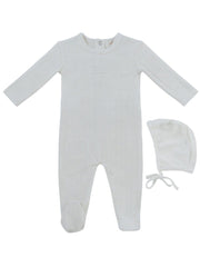 Bebe Pointelle Footie & Hat Set - White