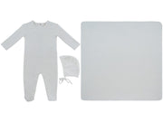 Bebe Pointelle Footie, Hat & Blanket Set - White