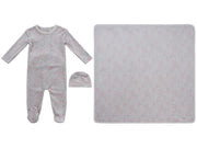 Petite Petal Footie, Hat & Blanket Set - Pink