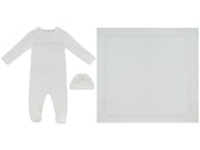 Mon Bebe D'amour Footie, Hat & Blanket Set - Pink