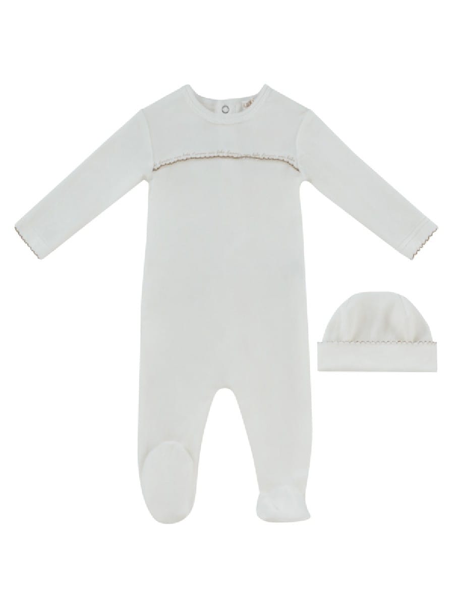 Mon Bebe D'amour Footie & Hat Set - Taupe