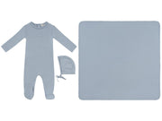 Mon Bebe Footie, Hat & Blanket Set - Blue