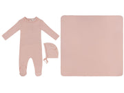 Mon Bebe Footie, Hat & Blanket Set - Pink
