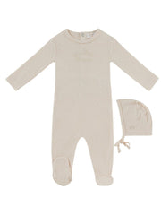 Mon Bebe Footie & Hat Set - Natural