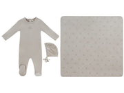 Kb Logo Footie, Hat And Blanket Set - Stone