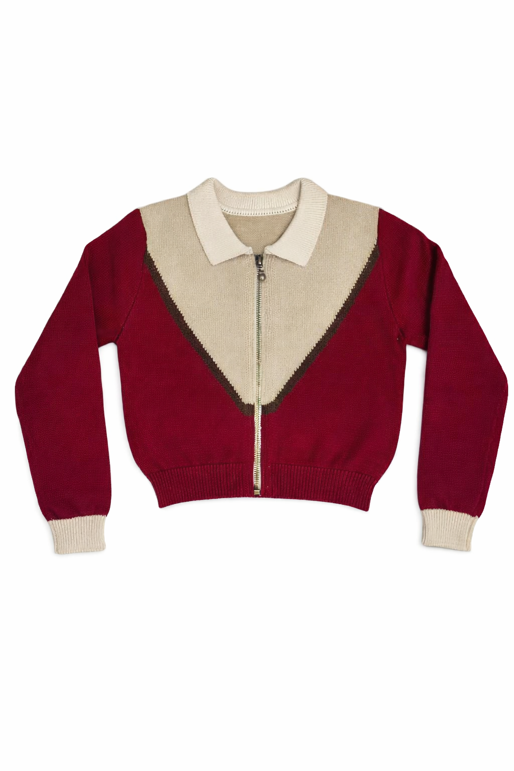 Delilah Knit Zip Up - Crimson
