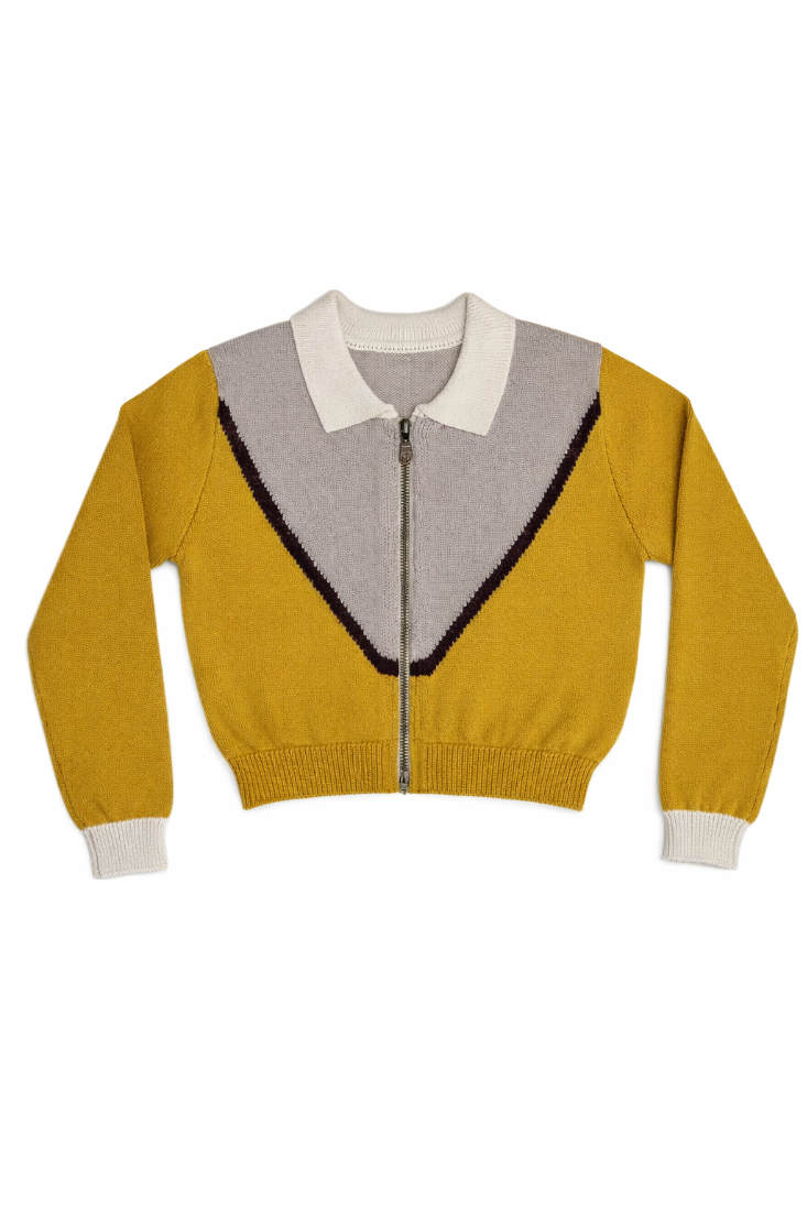Delilah Knit Zip Up - Mustard