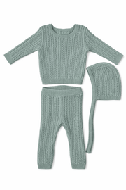 Kb Pointelle Knit Set With Hat - Sage