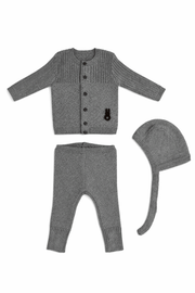 Bunny Knit Set With Hat - Grey