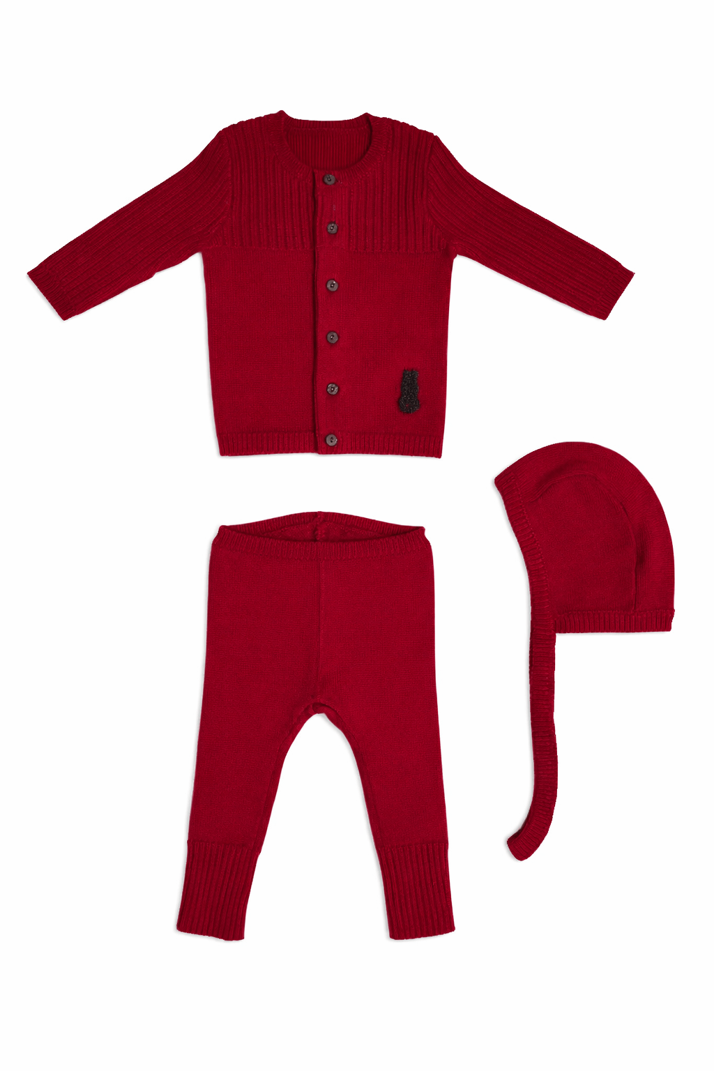 Bunny Knit Set With Hat - Red