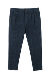 Elliot Tartan Slim Stretch Pants - Navy