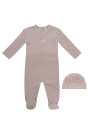 Carrera Pinstripe Footie + Hat - Pink