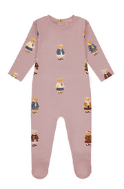 Teddy Pattern Lounge Footie - Dusk