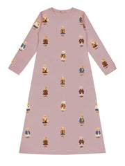 Teddy Pattern Lounge Nightgown - Dusk