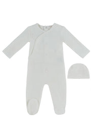 Petit Ours Pattern Footie + Hat - Pink