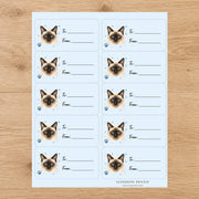 Siamese Pawprint Wishes Gift Tag Sticker Sheet