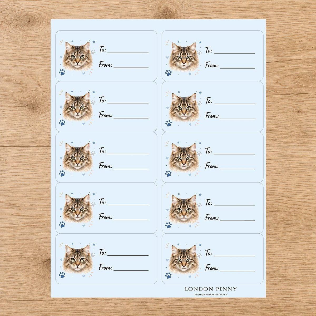 Siberian Pawprint Wishes Gift Tag Sticker Sheet