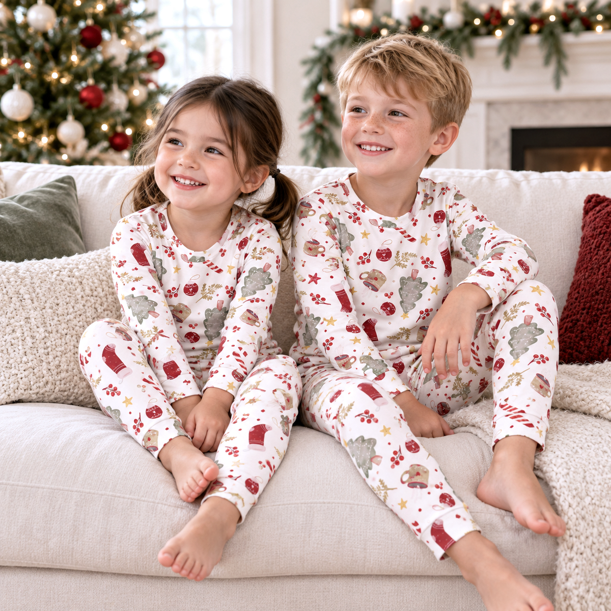 Kids’ Christmas Pajama Set – Soft Bamboo Holiday Sleepwear - Noel