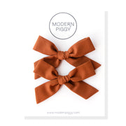 Raw Sienna | Pigtail Set - Hand-tied Bow