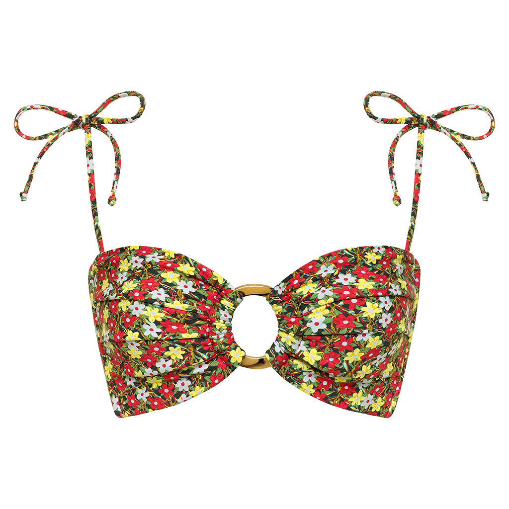 Sienna Floral Tori Ties Bandeau Bikini Top