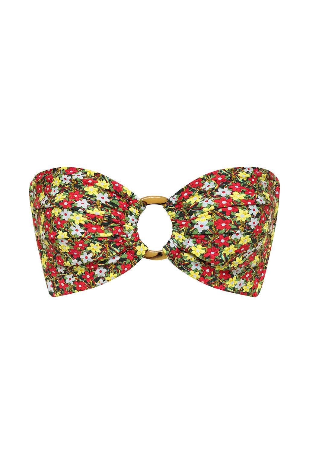 Sienna Floral Tori Ties Bandeau Bikini Top