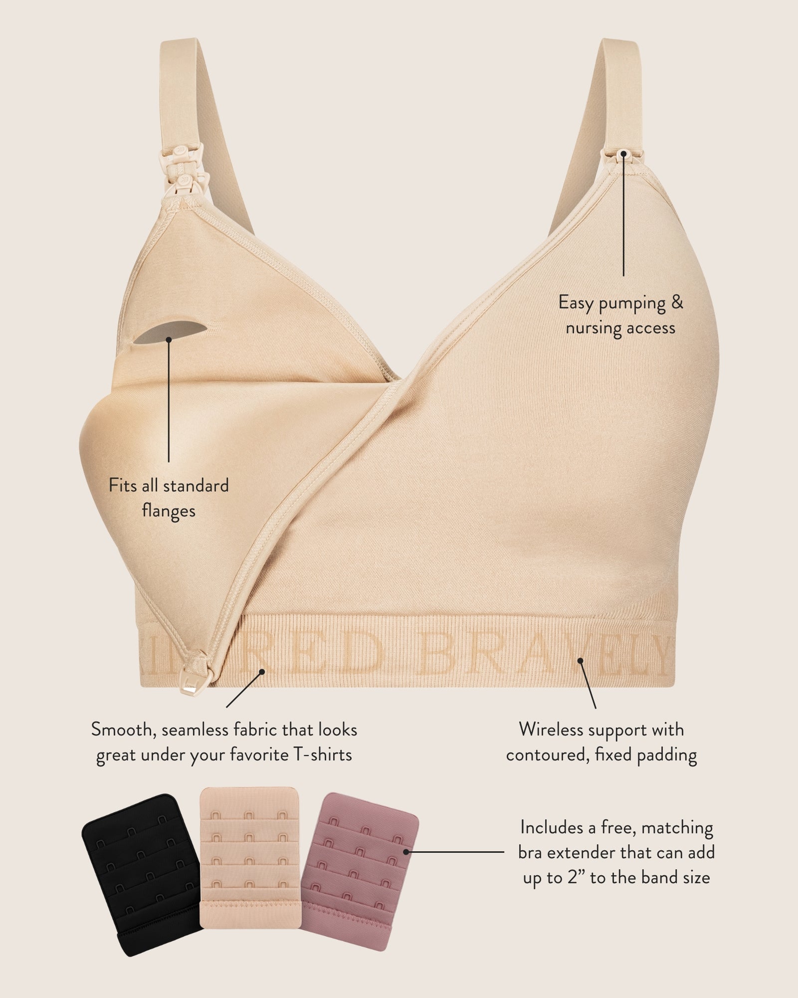 Signature Sublime® Contour Hands-free Pumping & Nursing Bra | Beige