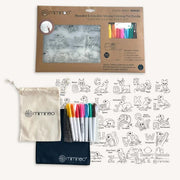 Silicone Reusable Coloring Mat & Markers Set - Desert Animals Abc