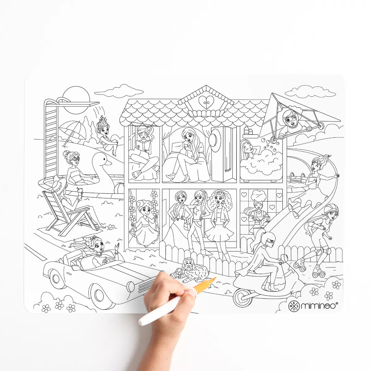 Silicone Reusable Coloring Mat & Markers Set - Girls Dreamworld