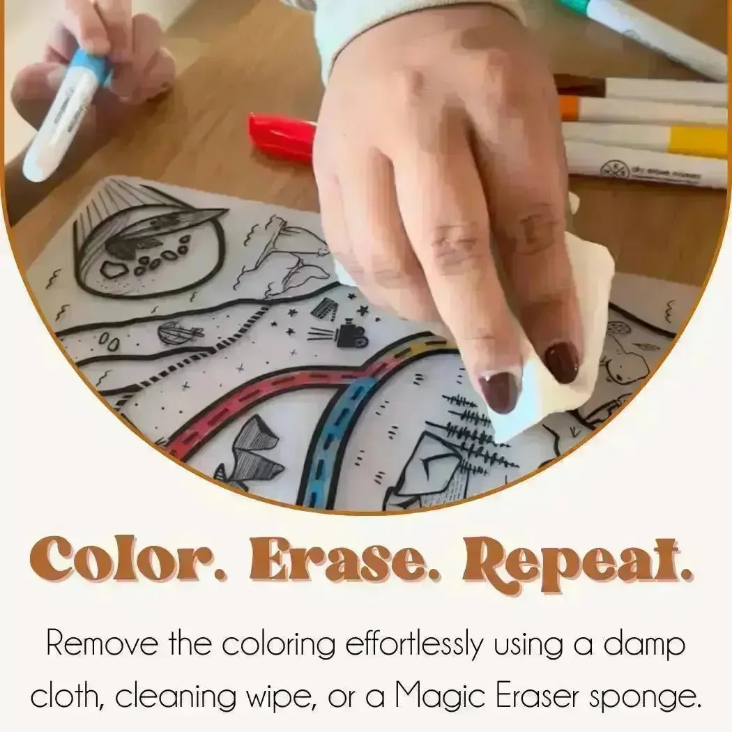 Silicone Reusable Coloring Mat & Markers Set - Arizona