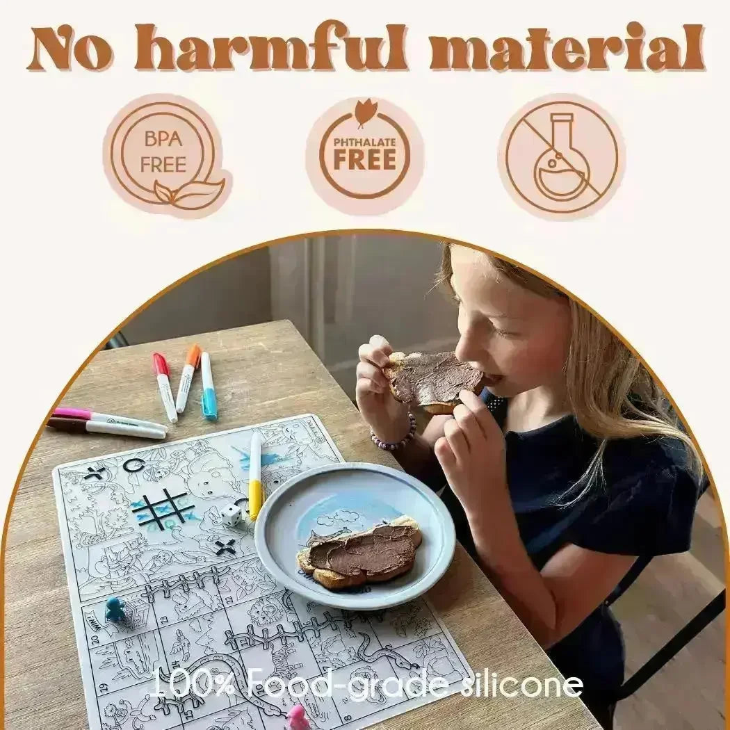 Silicone Reusable Coloring Mat & Markers Set - World Map