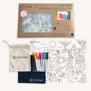 Silicone Reusable Coloring Mat & Markers Set - Safari