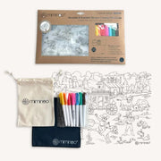 Silicone Reusable Coloring Mat & Markers Set - Wild West