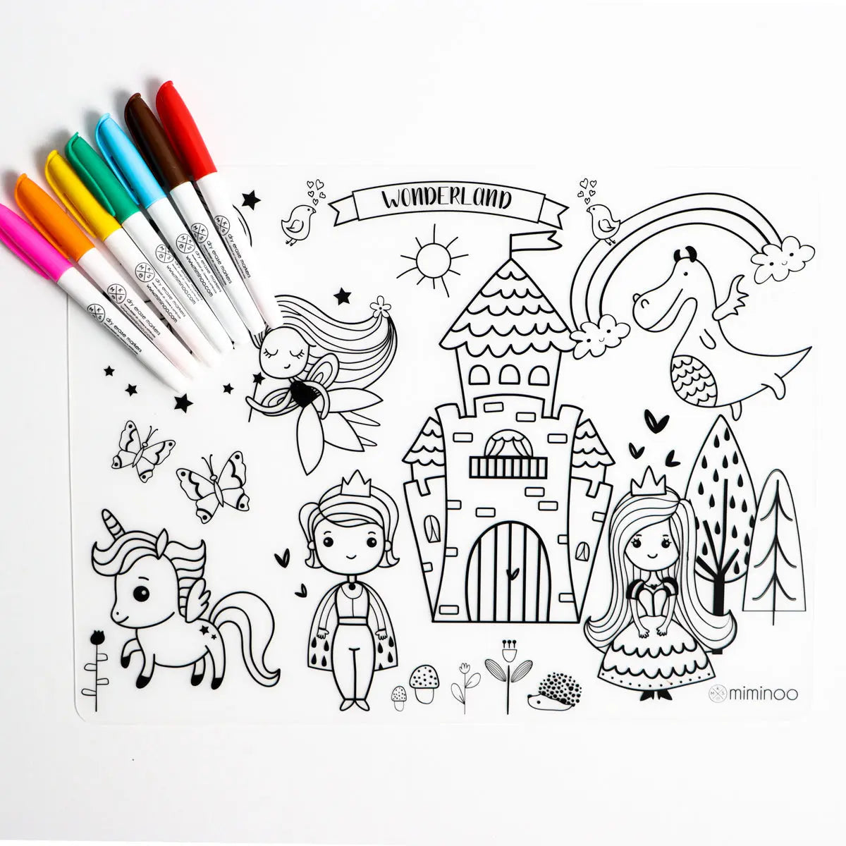 Silicone Reusable Coloring Mat & Markers Set - Wonderland