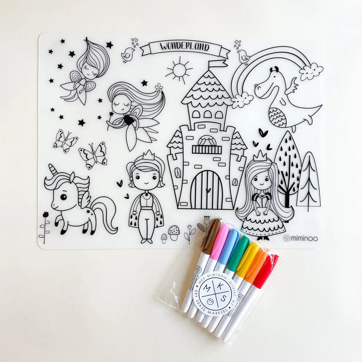 Silicone Reusable Coloring Mat & Markers Set - Wonderland