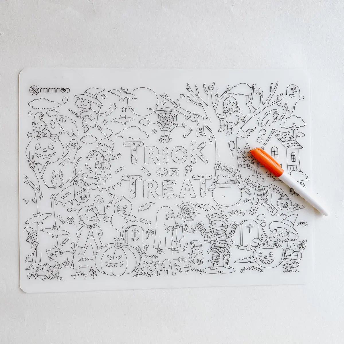 Silicone Reusable Coloring Tablemat Set - Halloween