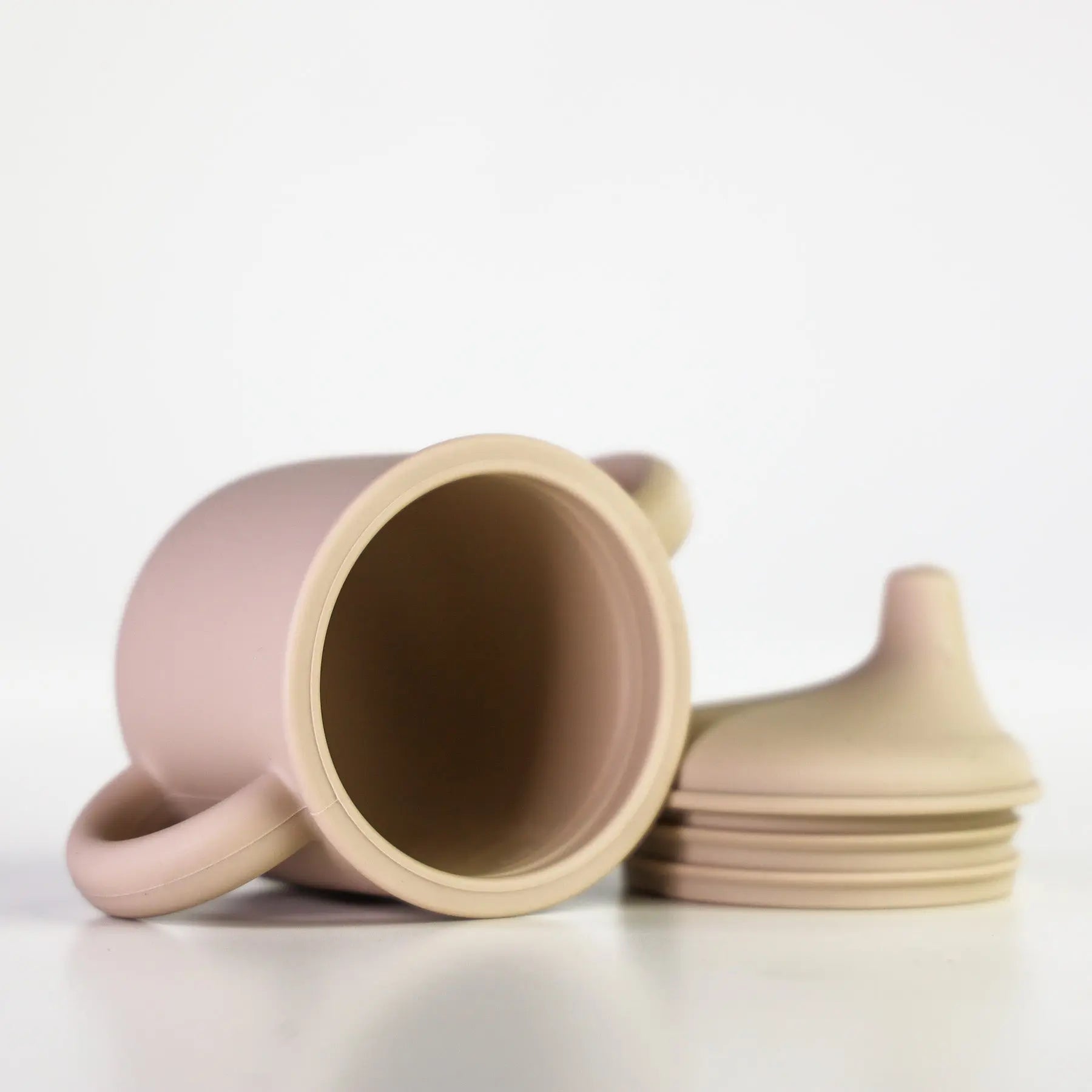 Silicone Sippy Cup With Lid And Handles Beige