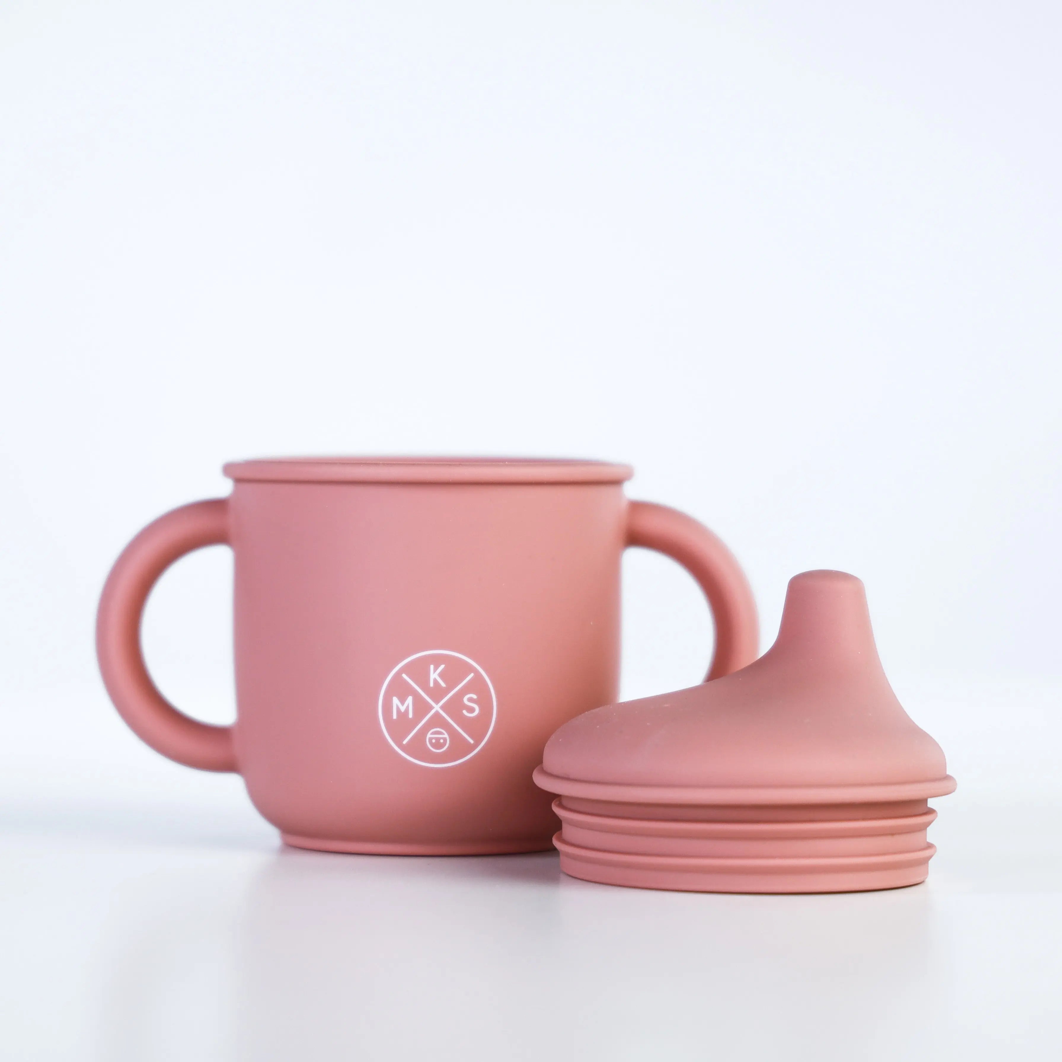 Silicone Sippy Cup With Lid And Handles Dusty Pink