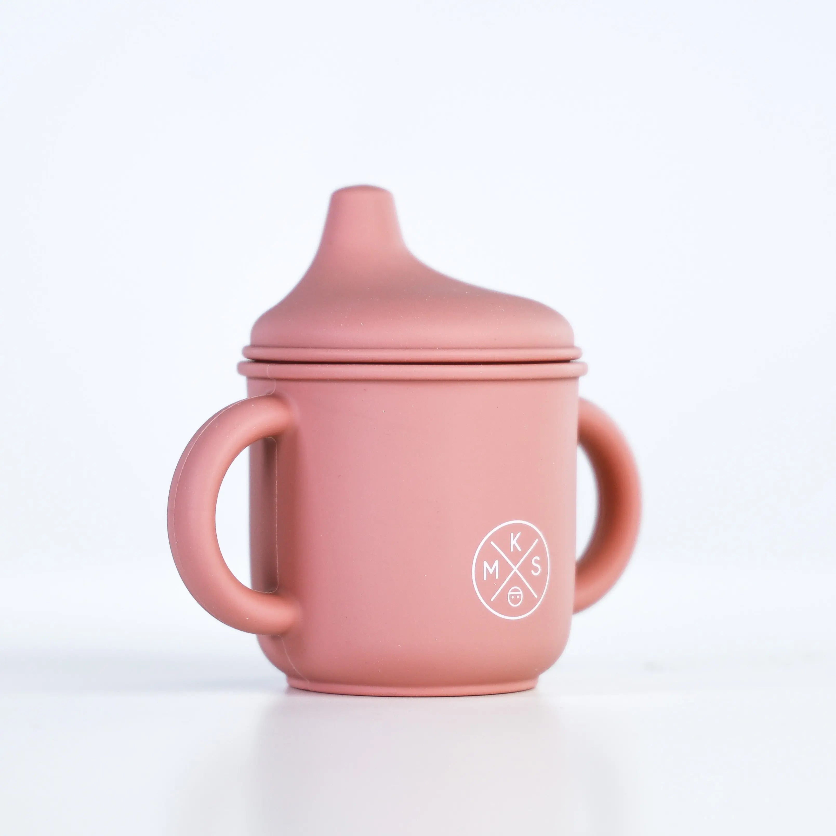 Silicone Sippy Cup With Lid And Handles Dusty Pink