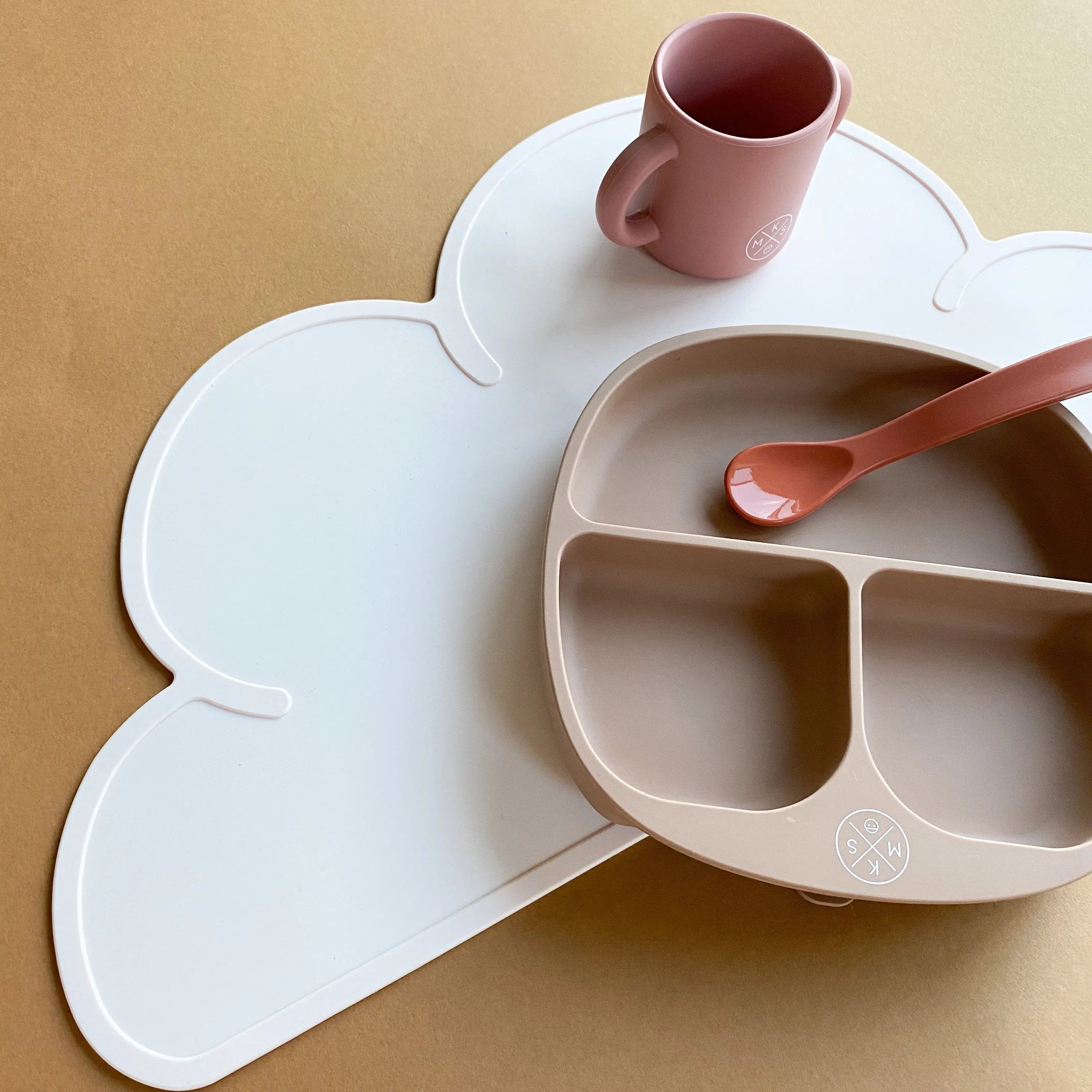 Silicone Suction Kids Plate W/ Dividing Sections Dusty Pink