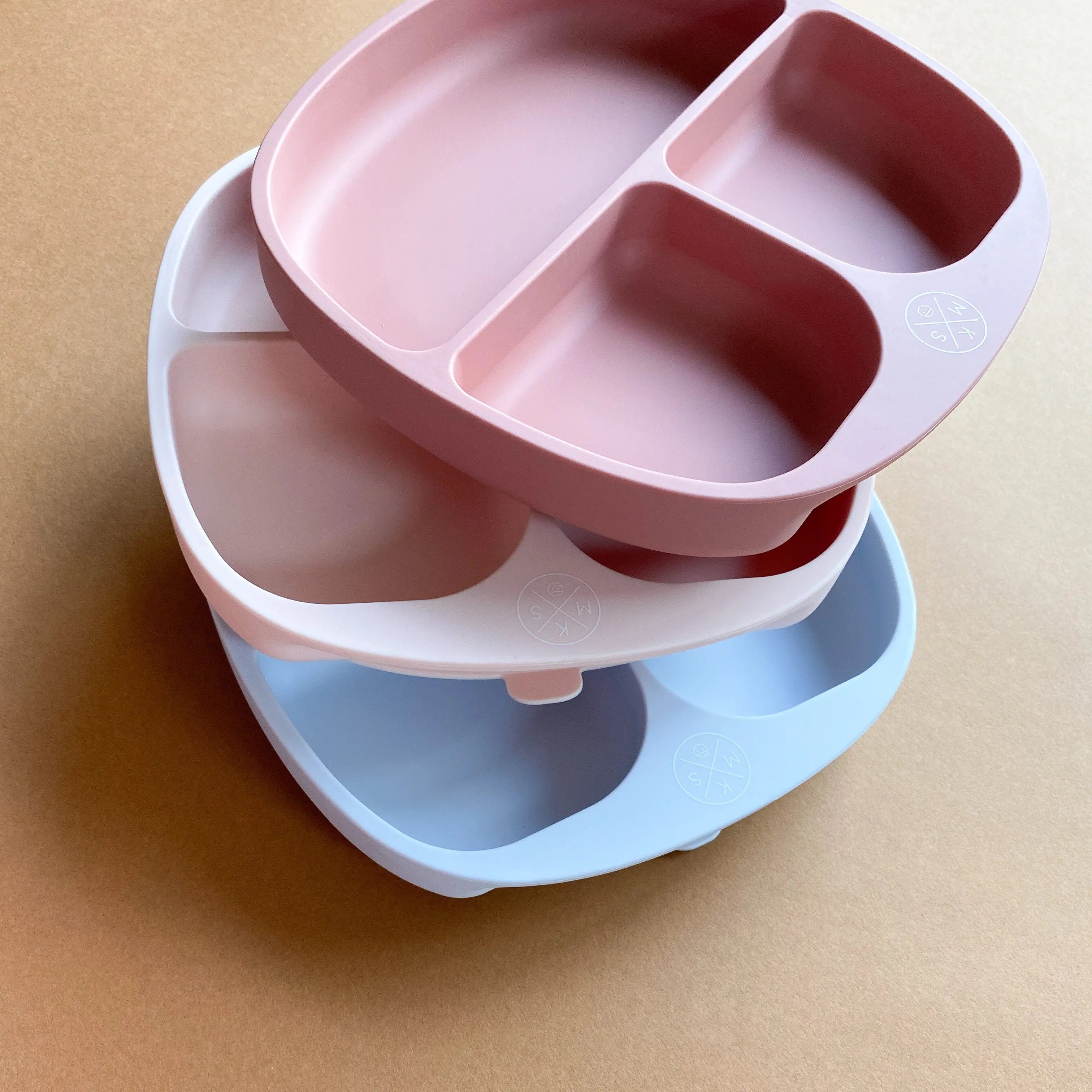 Silicone Suction Kids Plate W/ Dividing Sections Dusty Pink