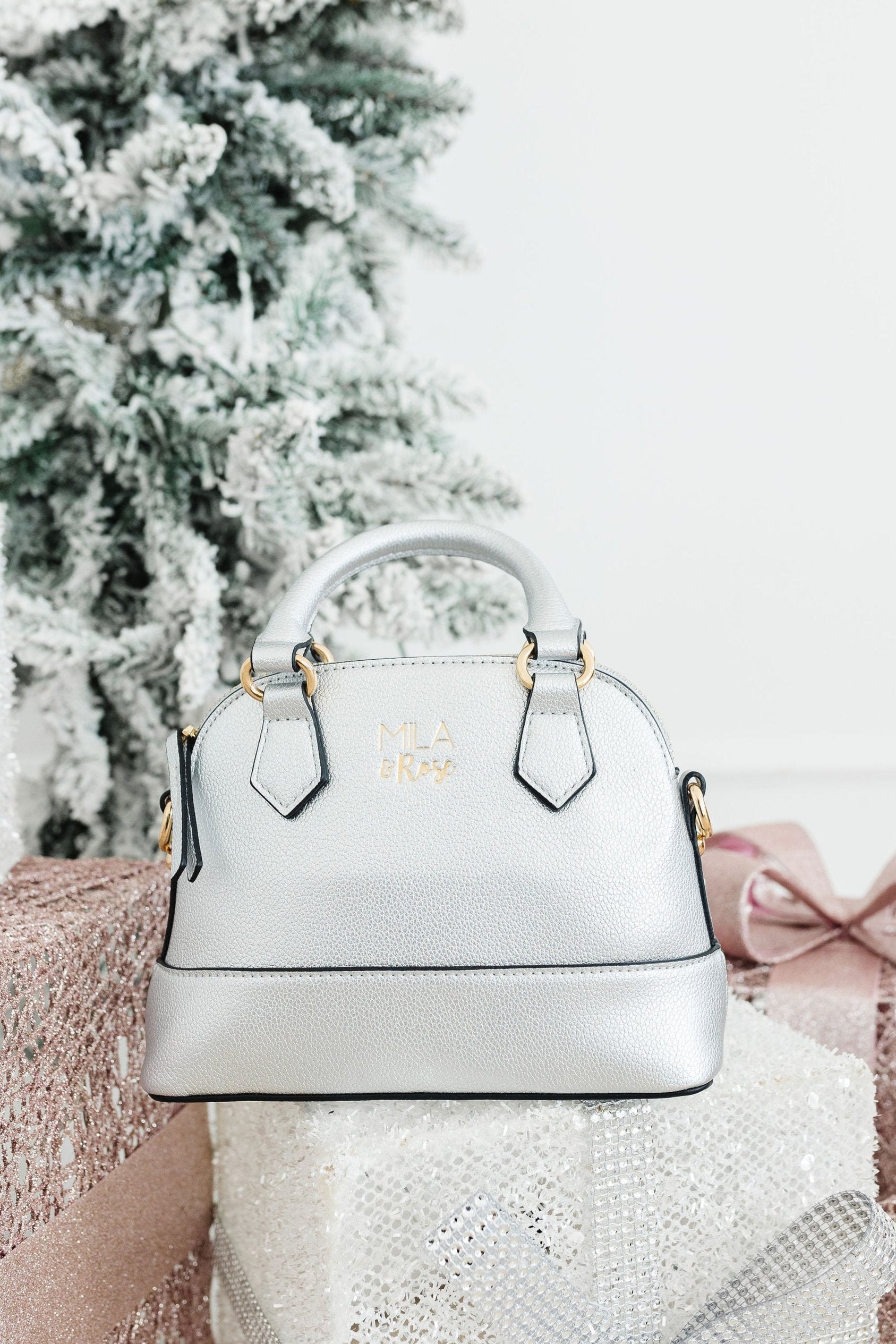 Sale Silver Metallic Girl's Crossbody Purse