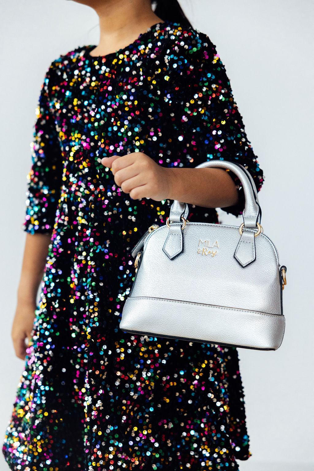 Sale Silver Metallic Girl's Crossbody Purse