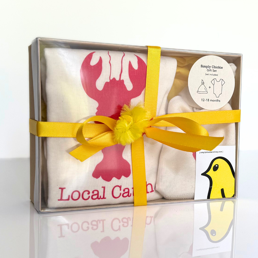 Lobster Local Catch Lobster Long Sleeve Romper & Hat Gift Set